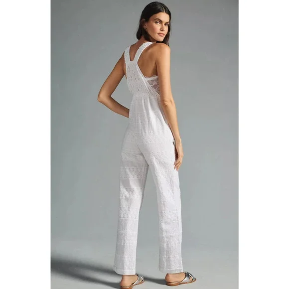 NWT Anthropologie Raga Straight-Leg White Overalls - Large - Picture 3 of 7